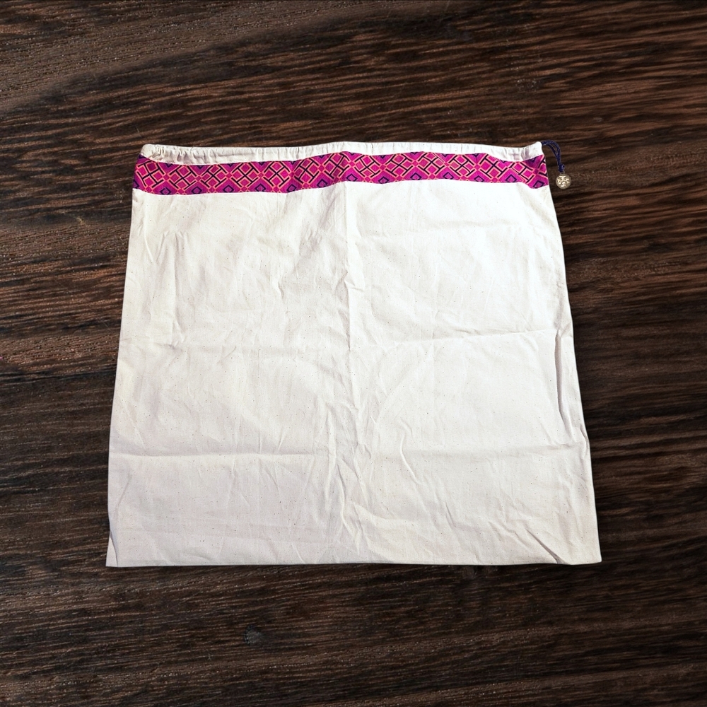Tory Burch Extra Large Drawstring Purse Dust Bag With Logo Hardware NEW